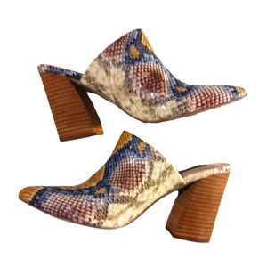 Steven by Steve Madden Block Heel Snakeskin Mules